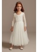 Scalloped V-Back Lace A-Line Flower Girl Dress  WG1418