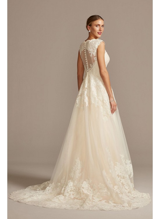 Scalloped V-Neck Lace and Tulle Wedding Dress  Collection WG3850