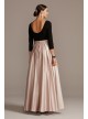 Scoop Bodice 3/4 Sleeve Gown with Satin Skirt Betsy and Adam A22424