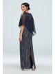 Scoop Neck Metallic Lace Gown with Beaded Capelet Ignite 7112142