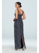 Scoop Neck Metallic Lace Gown with Beaded Capelet Ignite 7112142