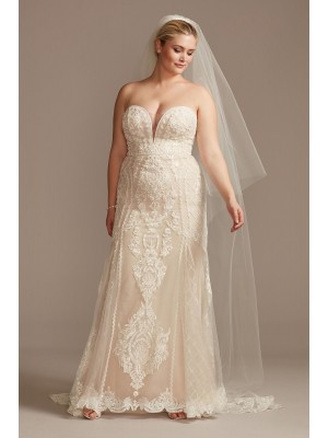 Scroll and Lace Mermaid Plus Size Wedding Dress  8CWG878