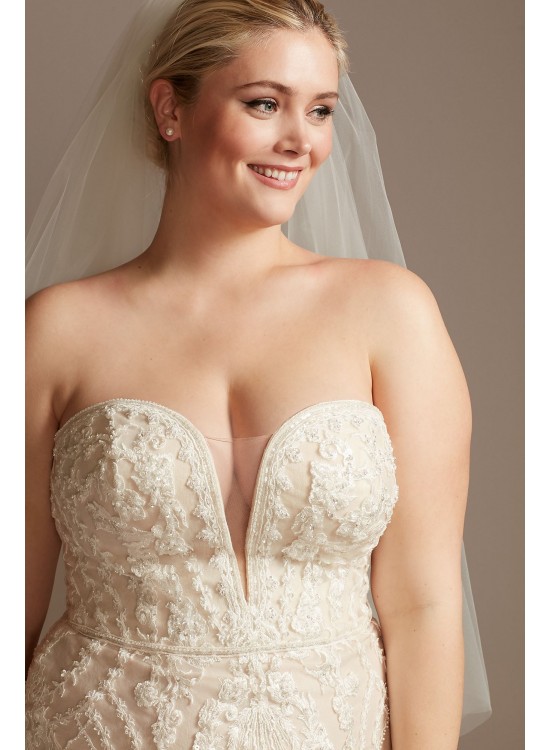 Scroll and Lace Mermaid Plus Size Wedding Dress  8CWG878