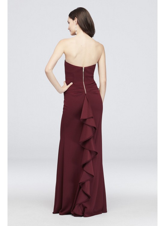 Scuba Crepe Asymmetrical Dress with Back Ruffle Betsy and Adam A20993