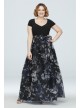 Seamed Cap Sleeve Gown with Floral Organza Skirt Ignite 7441139