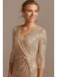 Sequin 3/4 Sleeve Wrap Front Dress with Twist Alex Evenings 8196646