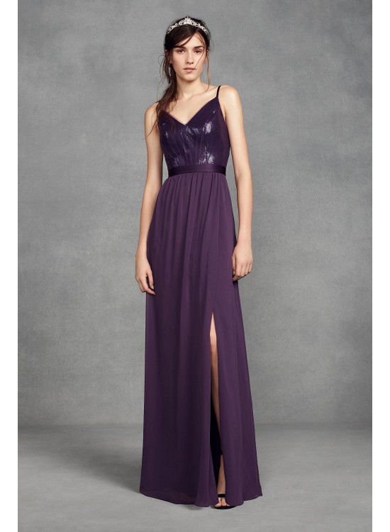 Sequin Bodice Bridesmaid Dress with Chiffon Skirt  VW360345S