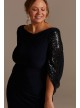 Sequin Capelet Sleeve Plus Size Sheath Dress  WBM2424V2W