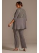 Sequin Chiffon Plus Size Three-Piece Pantsuit Set  5817W