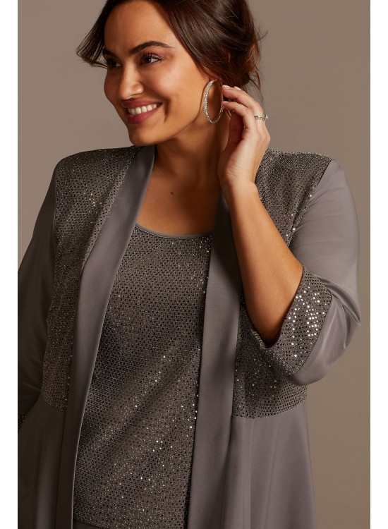 Sequin Chiffon Plus Size Three-Piece Pantsuit Set  5817W