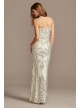 Sequin Damask Pattern Spaghetti Strap Gown Betsy and Adam A22203