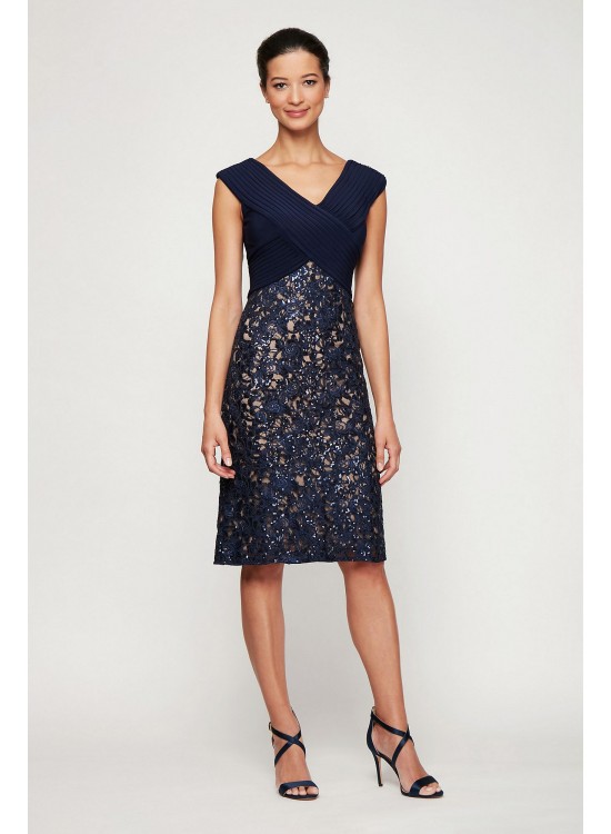 Sequin Embroidered Portrait Collar Sheath Dress Alex Evenings 81122224