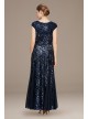 Sequin Lace Cap Sleeve Gown with Godet Skirt Alex Evenings 81122406