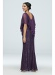 Sequin Lace Gown with Cold Shoulder Capelet Marina 263842D