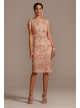 Sequin Lace Knee-Length Sheath with Cap Sleeves Alex Evenings 117654D