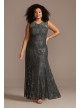 Sequin Lace Mermaid Plus Size Dress with Illusion  3198W