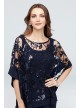 Sequin Lace Pantsuit with Sheer Poncho  2288