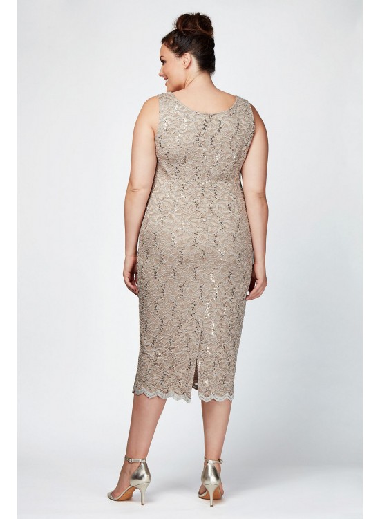 Sequin Lace Plus Size Cocktail Dress with Jacket Alex Evenings 412264