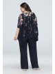 Sequin Lace Plus Size Pantsuit with Sheer Poncho  2288W