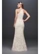 Sequin Leaf-Appliqued High Neck Sheath Gown DB Studio SDWG0686