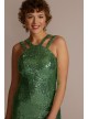 Sequin Mini Dress with Cutout Halter Neck Emerald Sundae HNX1733