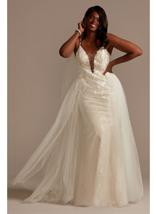 Sequin Removable Train Plus Size Wedding Dress  9SWG882