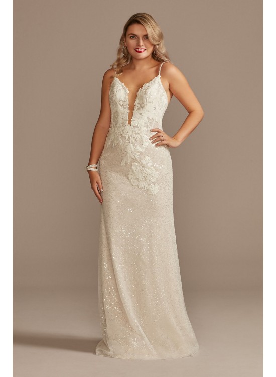 Sequin Removable Train Tall Wedding Dress  4XLSWG882