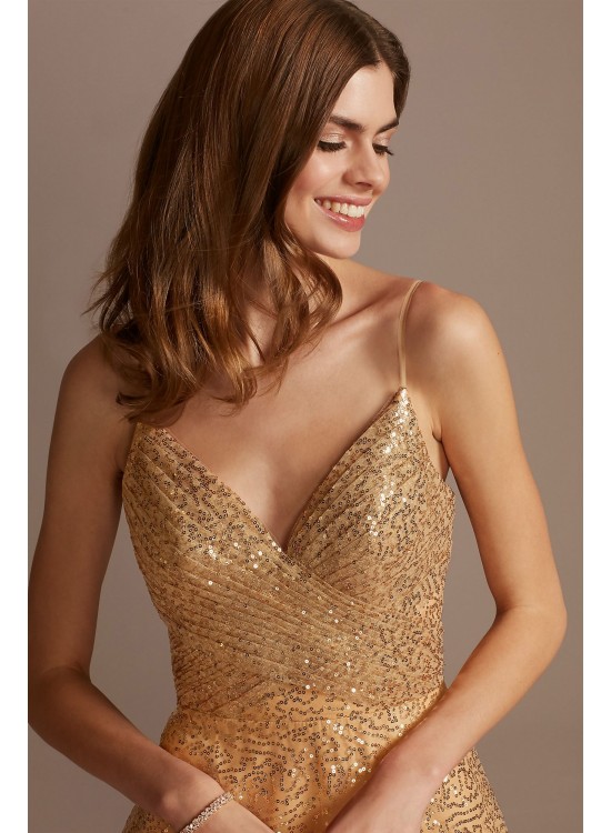 Sequin Spaghetti Strap Low Back Ball Gown Glamour by Terani 2011P1477