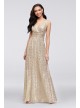 Sequin V-Neck Bridesmaid Dress with Satin Piping  F19787