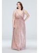 Sequin V-Neck Bridesmaid Dress with Satin Piping  F19787