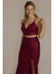 Sequined Two-Piece Set with Sheath Skirt Jump 12303