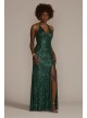 Sequined V-Neck Sheath Galina Signature D28NY22354