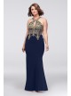 Sheath Plus Size Dress with Metallic Embroidery Xscape XS9331W