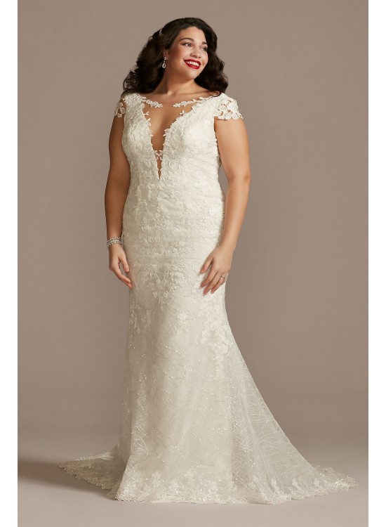 Sheath Plus Wedding Dress with Beaded Swag Back  9SWG884