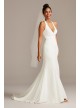 Sheer Back Crepe Wedding Dress with Lace Train  Collection WG3989