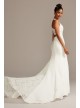 Sheer Back Crepe Wedding Dress with Lace Train  Collection WG3989