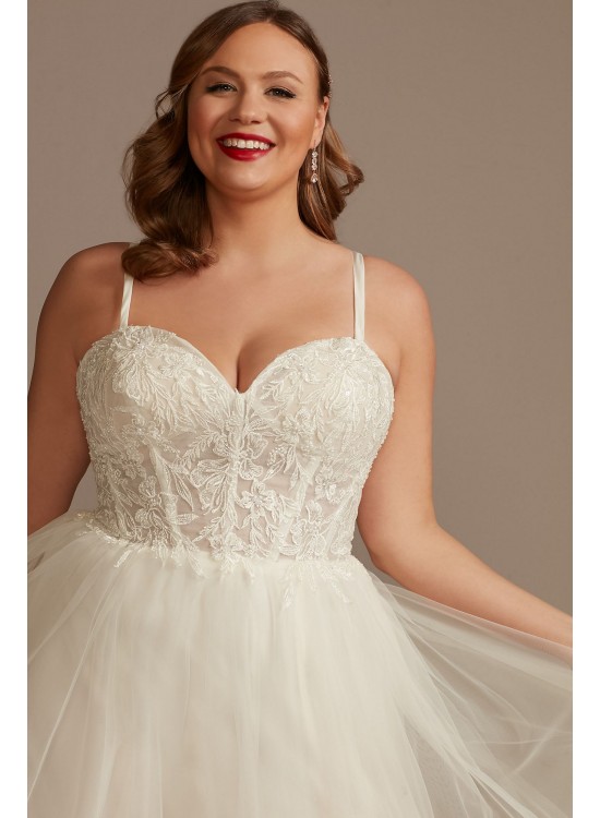 Sheer Boned Bodice Tulle Plus Size Wedding Dress DB Studio 9WG4036