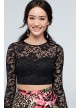 Sheer Lace Crop Top and Leopard Floral Skirt Set My Michelle 7379IP8P