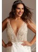 Sheer Plunge Beaded Corset Tall Plus Wedding Dress  4XL9SWG865