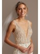 Sheer Plunge Beaded Corset Tall Wedding Dress  4XLSWG865