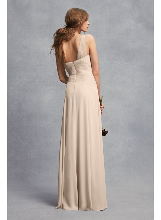 Sheer Strap One-Shoulder Sheath Bridesmaid Dress  VW360454