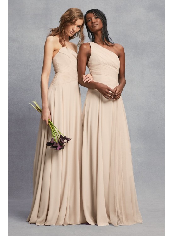 Sheer Strap One-Shoulder Sheath Bridesmaid Dress  VW360454