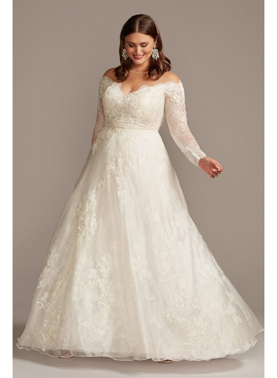 Shimmer Lace Applique Plus Size Wedding Dress  8CWG853