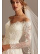 Shimmer Lace Long Sleeve Applique Wedding Dress  CWG853