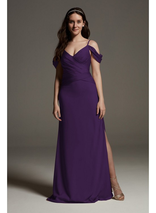 Shine Bodice Off Shoulder Crepe Bridesmaid Dress  VW360537