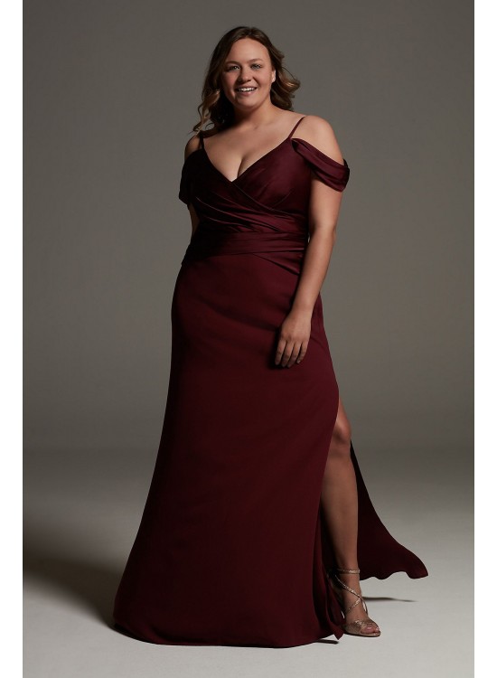 Shine Bodice Off Shoulder Crepe Bridesmaid Dress  VW360537