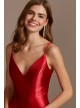 Shining Satin V-Neck Spaghetti Strap Slip Dress Jump 11459