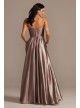 Shiny Satin Plunging Gown with Illusion and Slit Speechless X43391DQ96