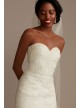 Shirred Bodice Floral Lace Strapless Wedding Dress  CWG906