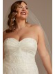 Shirred Plus Size Lace Strapless Wedding Dress  8CWG906